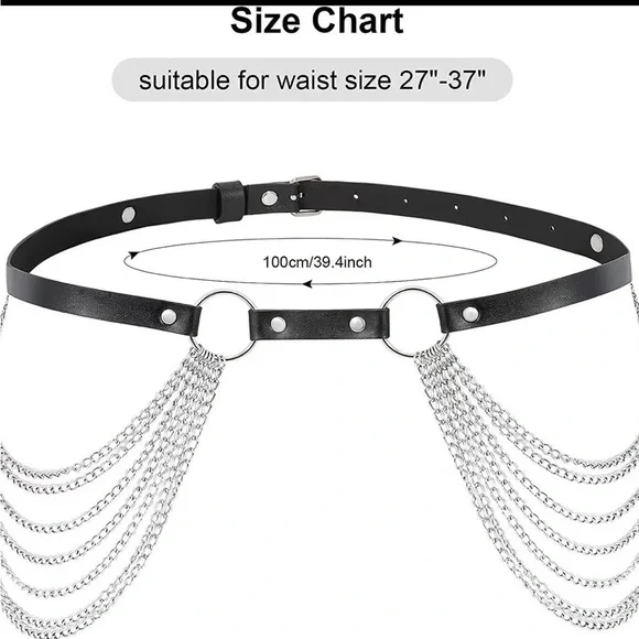 Sexy chain belt. Faux leather. 1 piece multilayer chains - Picture 9 of 10